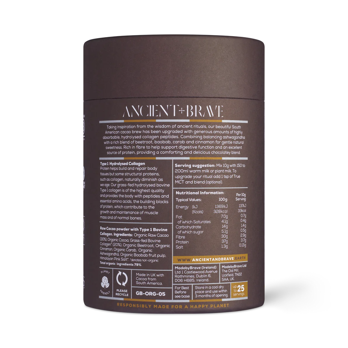 Ancient + Brave Cacao + Collagen 250g